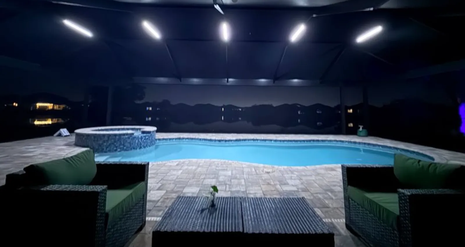 lanai overhead lighting over pool Fort Myers FL