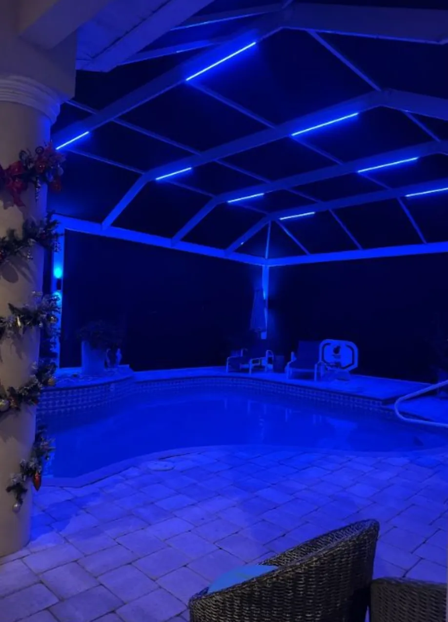 permanent lanai lighting blue Fort Myers FL